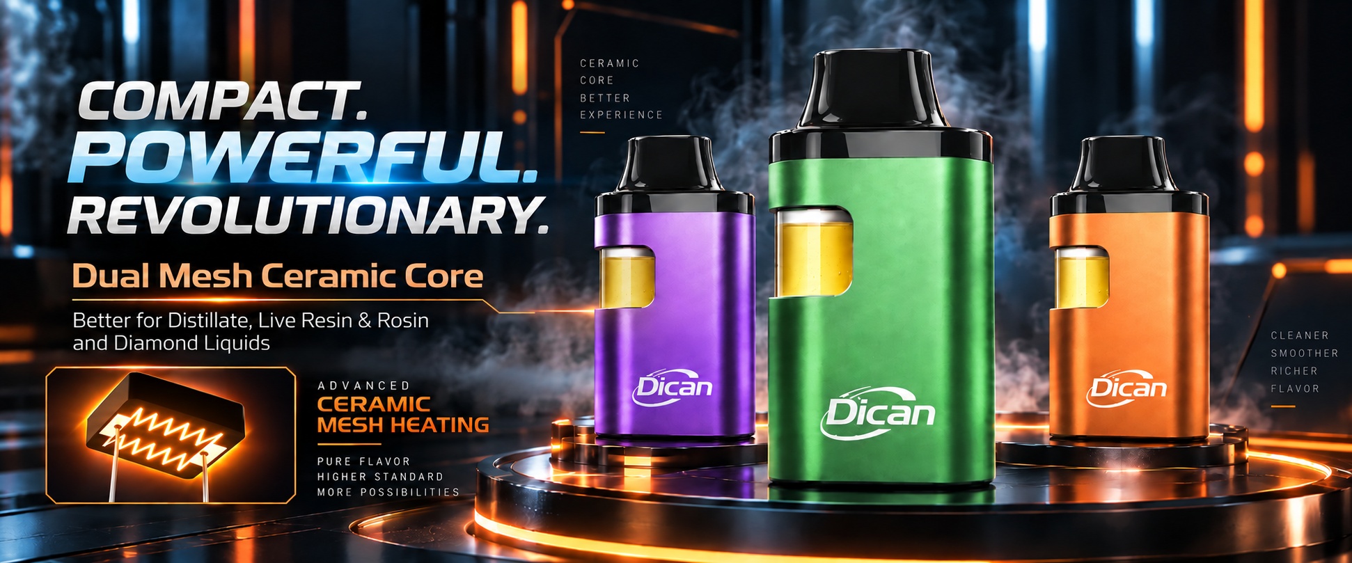 Vape con núcleo cerámico de malla dual para aceites de cannabis
