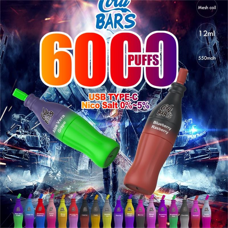 La cola barra el dispositivo disponible de Vape de 6000 soplos